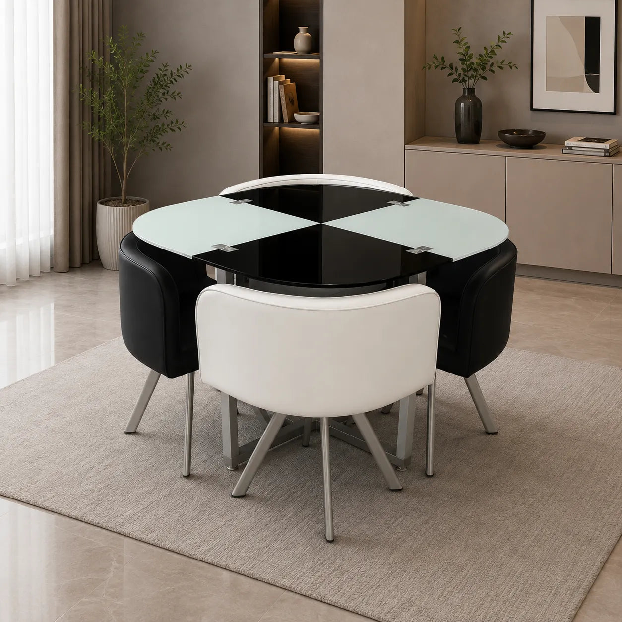 Table manger 4 chaises noir SPACE