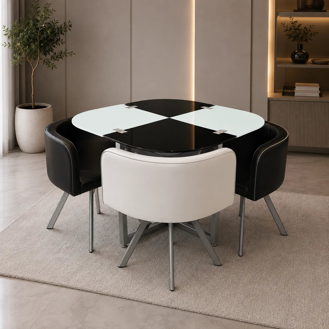 Table manger 4 chaises noir SPACE