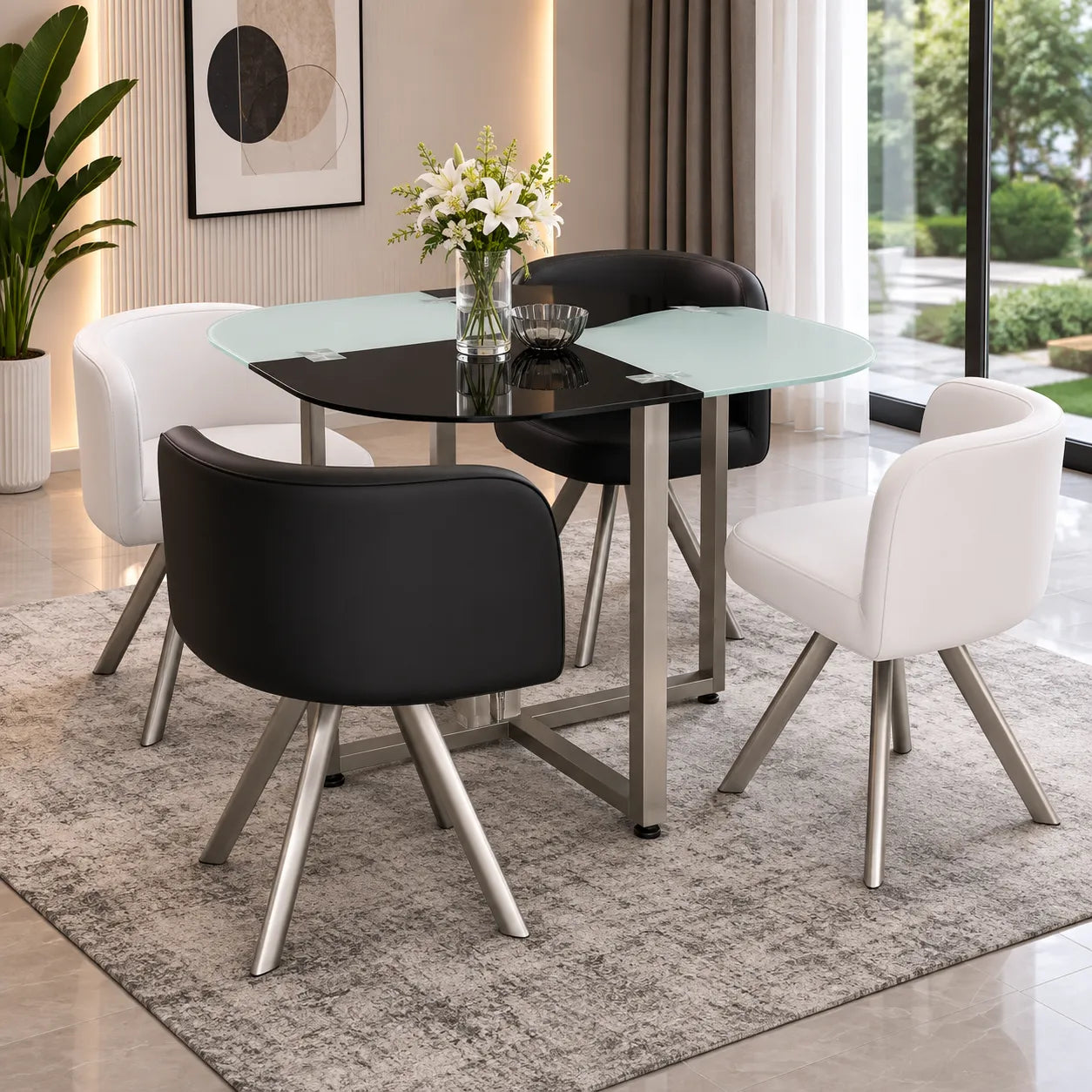Table manger 4 chaises noir SPACE