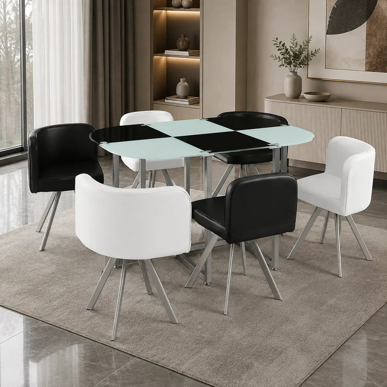 Table manger 6 chaises noir SPACE