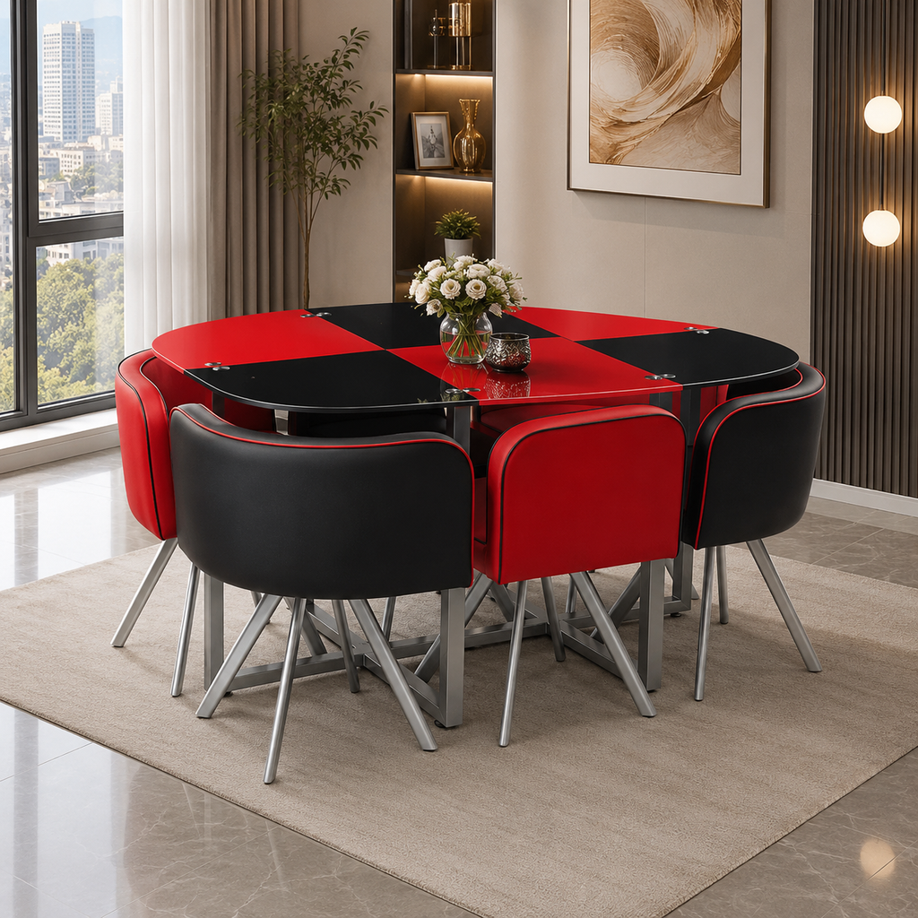 Table manger 6 chaises rouge SPACE