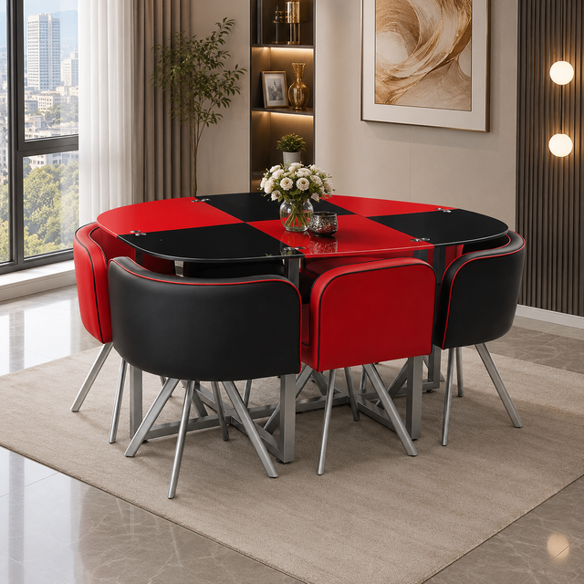 Table manger 6 chaises rouge SPACE