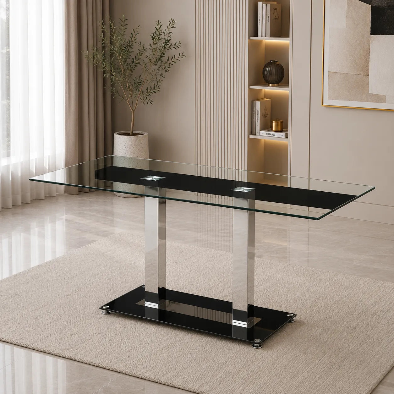 Table manger avec 4-6 chaises chromé TAM