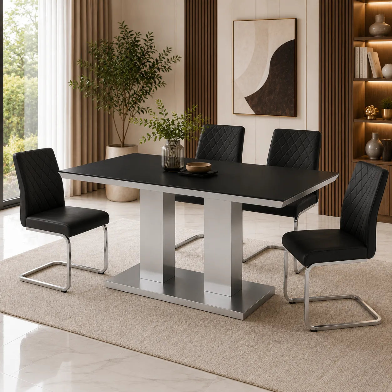 Table manger chromé verre trempé IZA