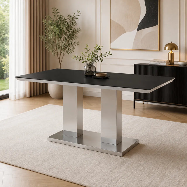 Table manger chromé verre trempé IZA