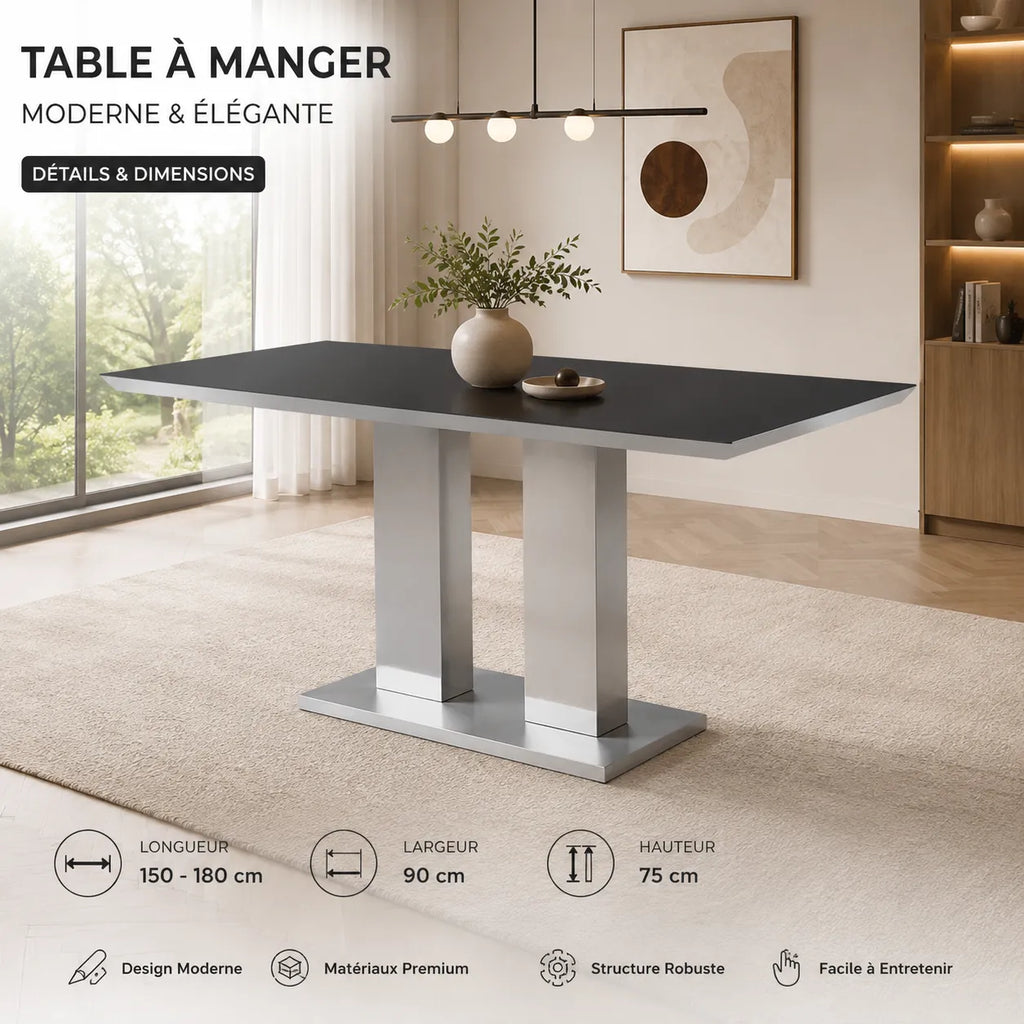 Table manger chromé verre trempé IZA