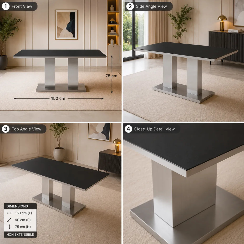 Table manger chromé verre trempé IZA