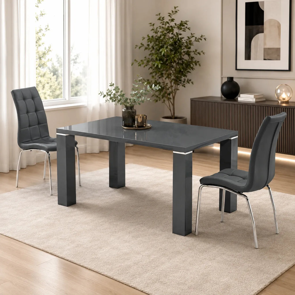 Table manger laqué gris UGO