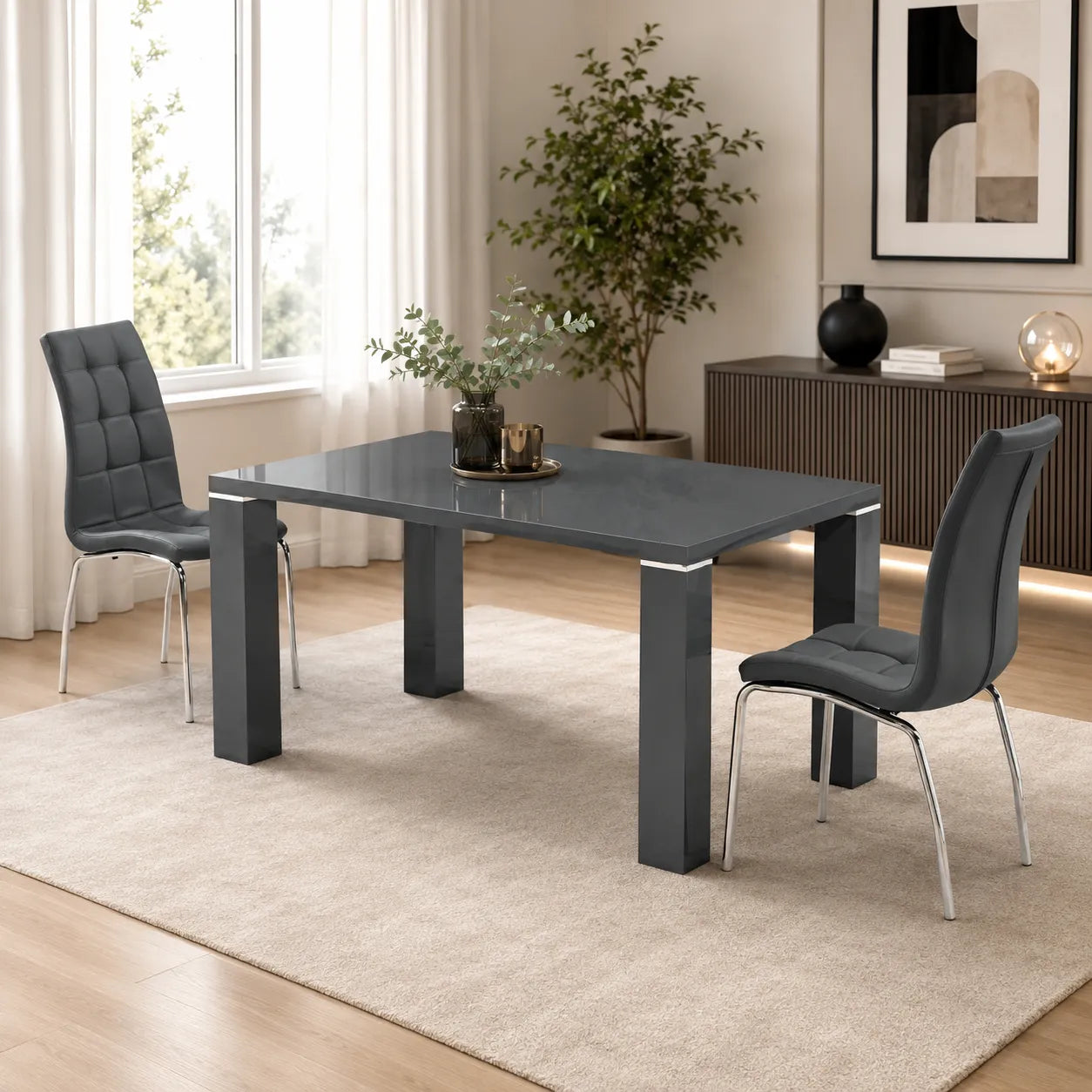 Table manger laqué gris UGO