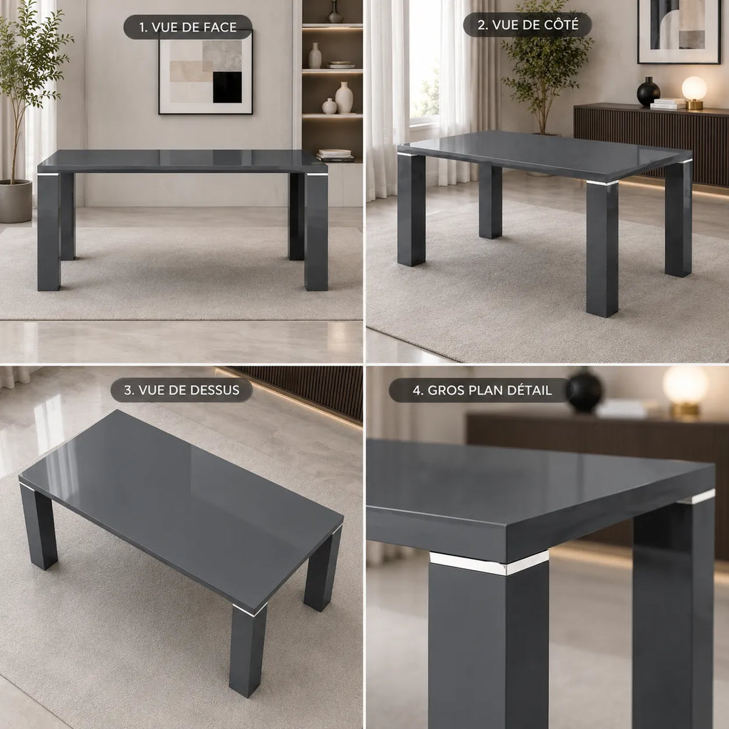 Table manger laqué gris UGO
