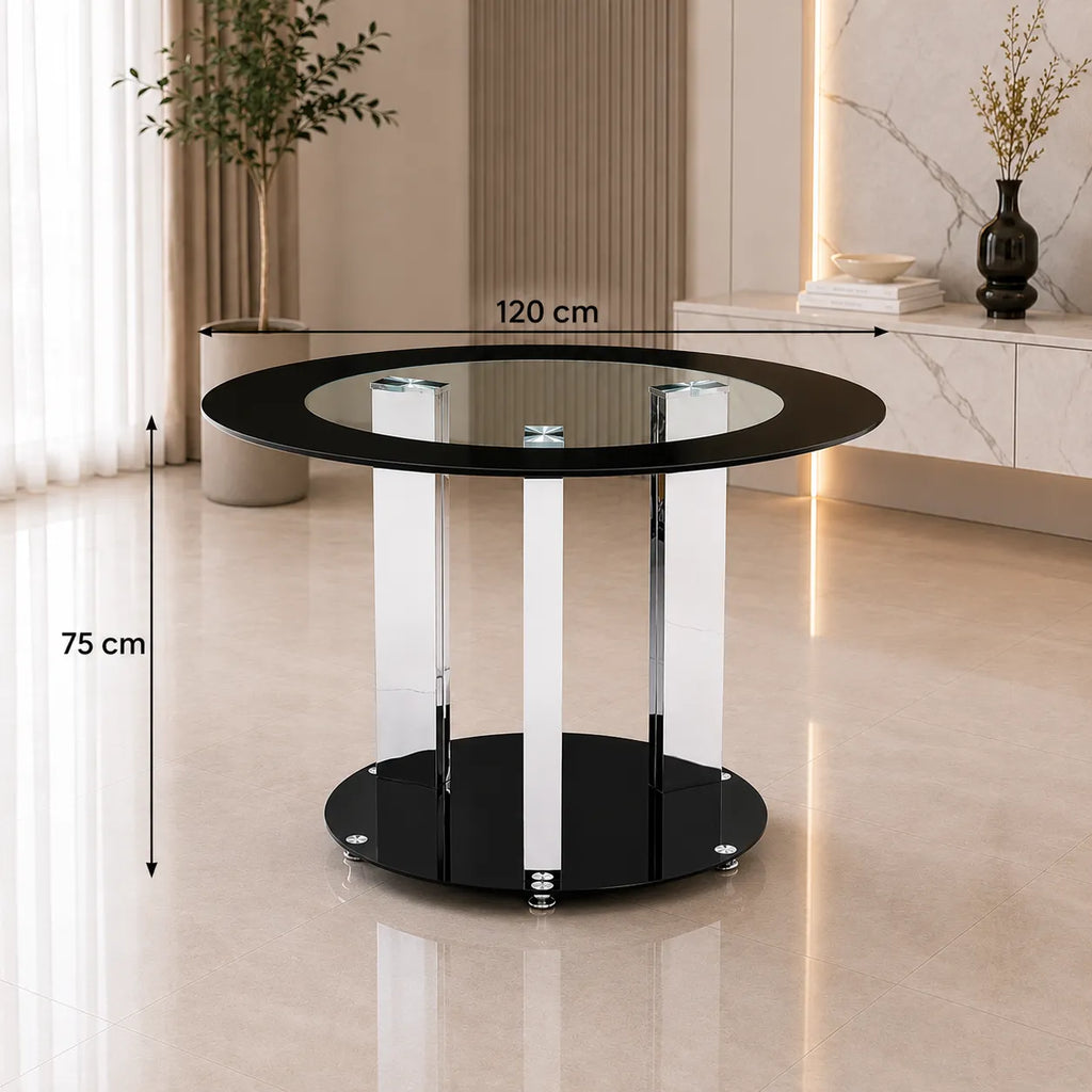 Table manger ronde chromé noir REX