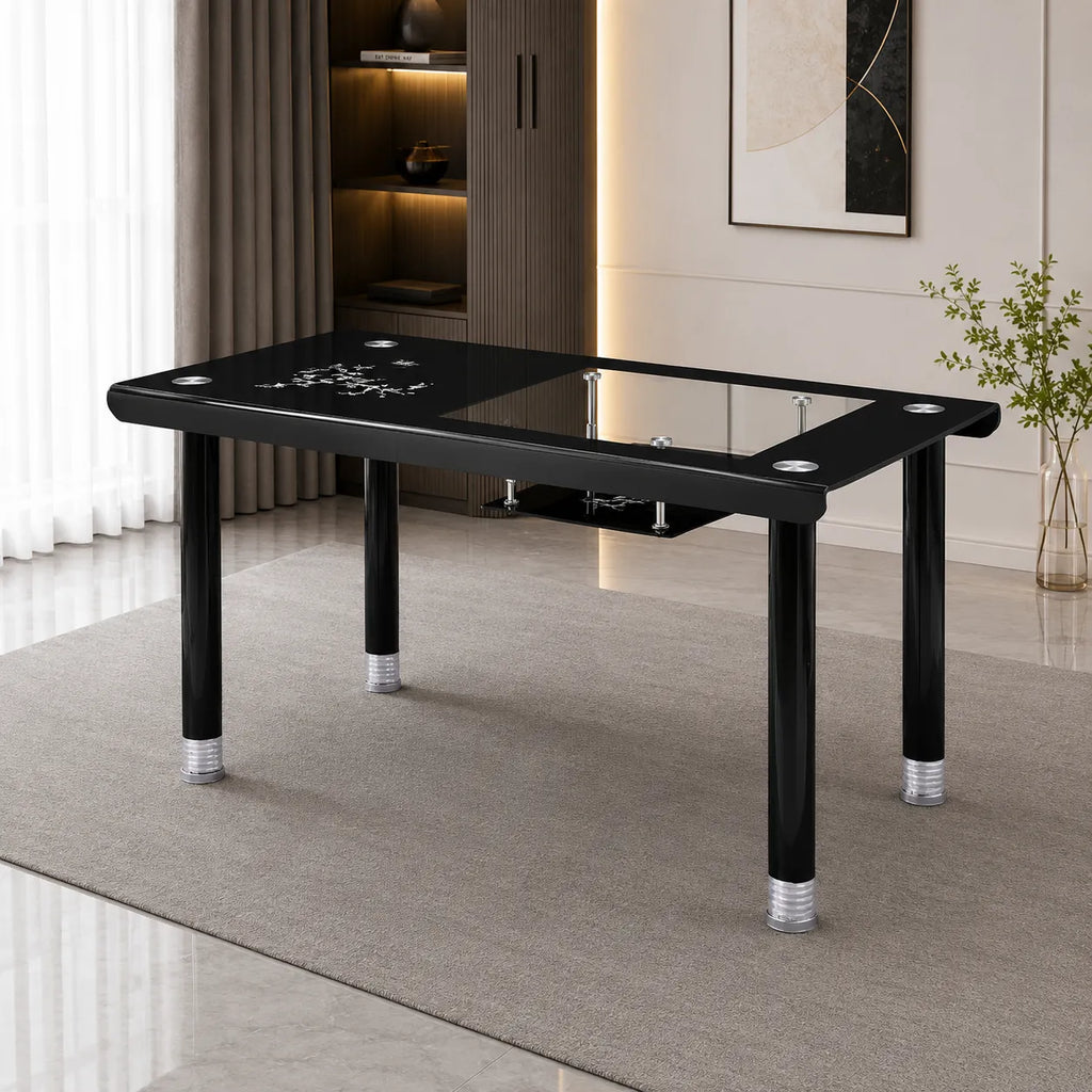Table manger verre trempé noir ELY