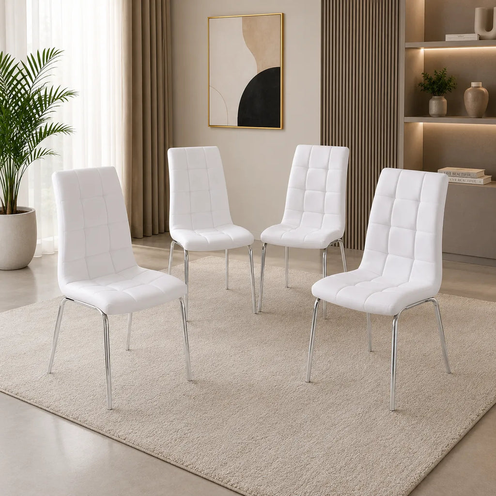 Table repas et chaises blanches DESIGN