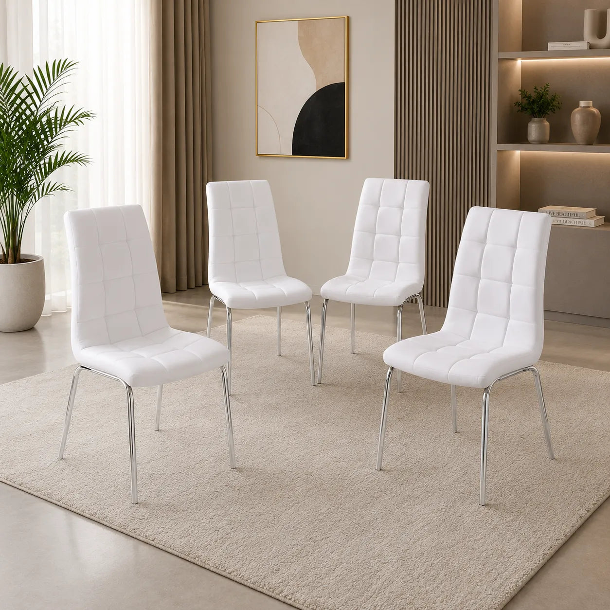 Table repas et chaises blanches DESIGN