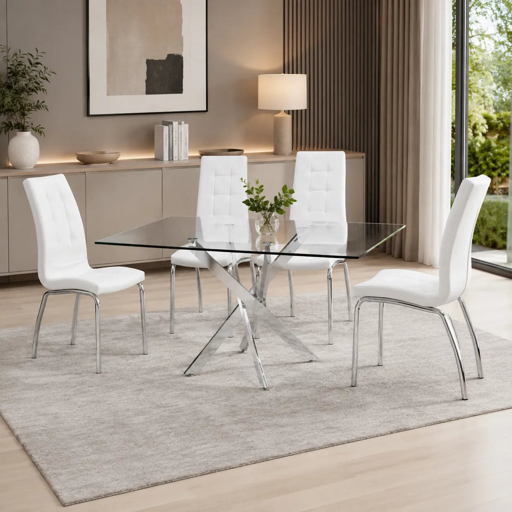Table repas et chaises blanches DESIGN