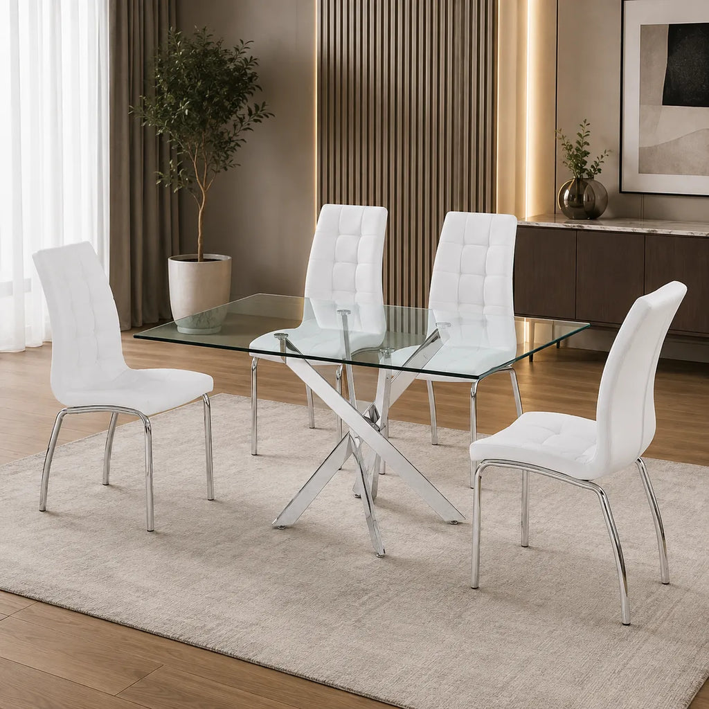 Table repas et chaises blanches DESIGN