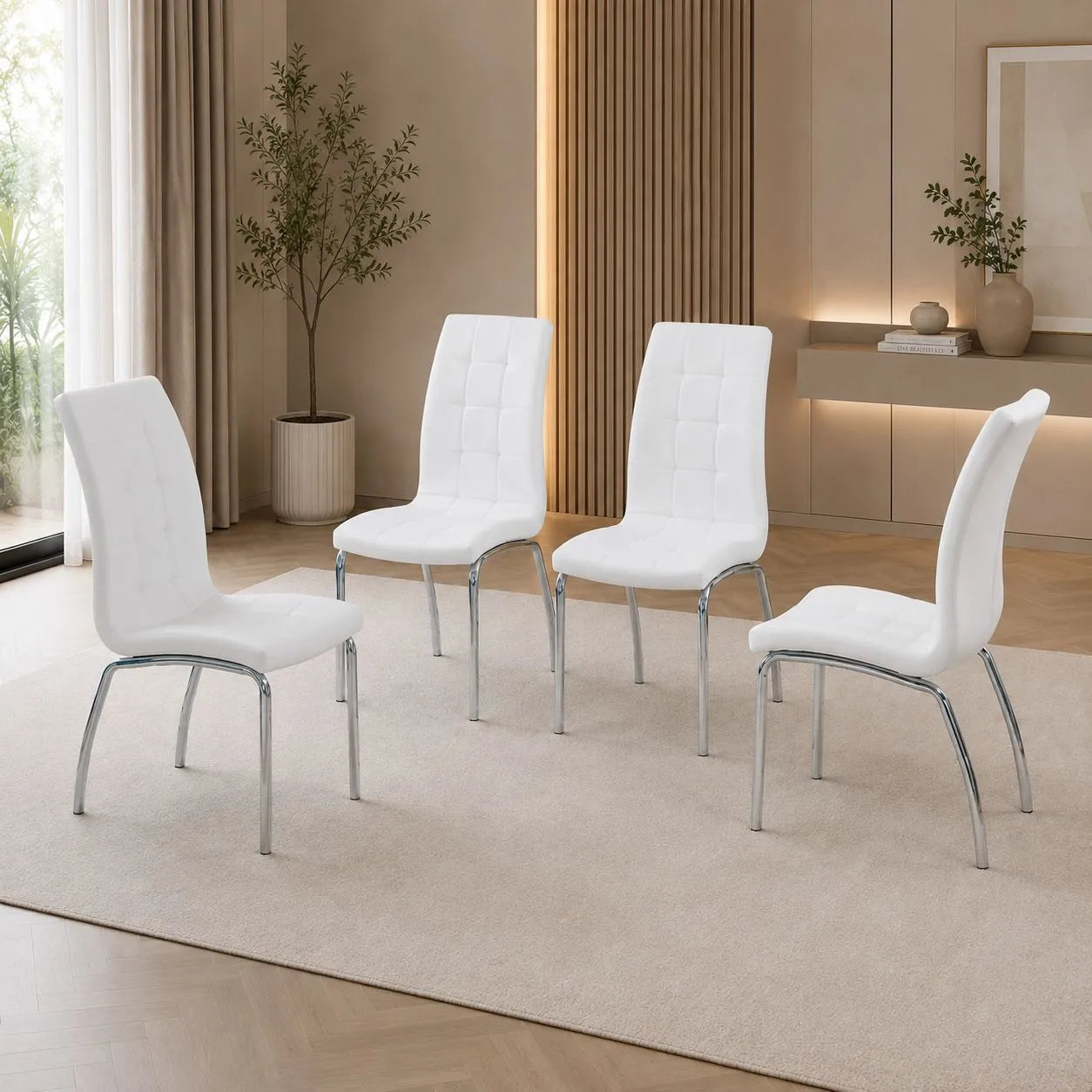 Table repas et chaises blanches DESIGN