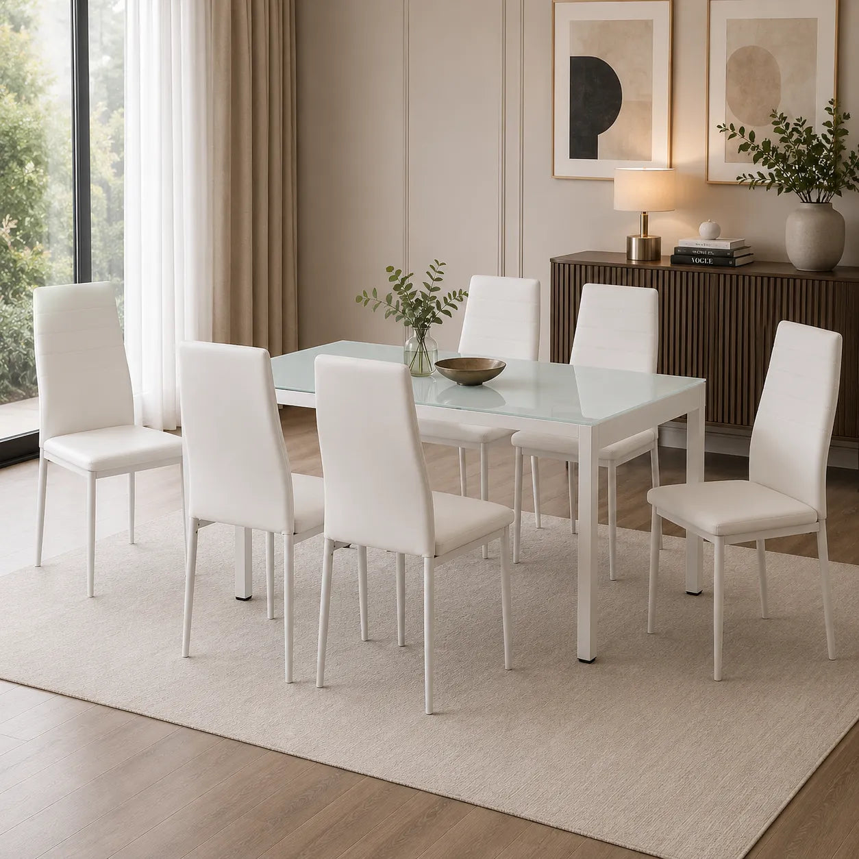 Table repas et chaises blanches TAO