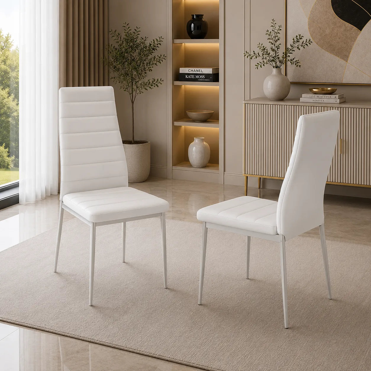 Table repas et chaises blanches TAO