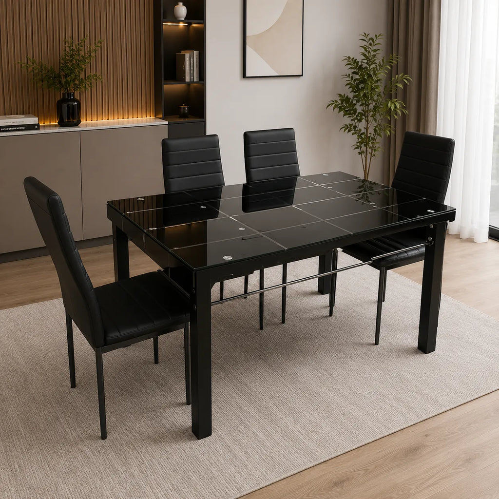 Table repas et chaises noires TAO
