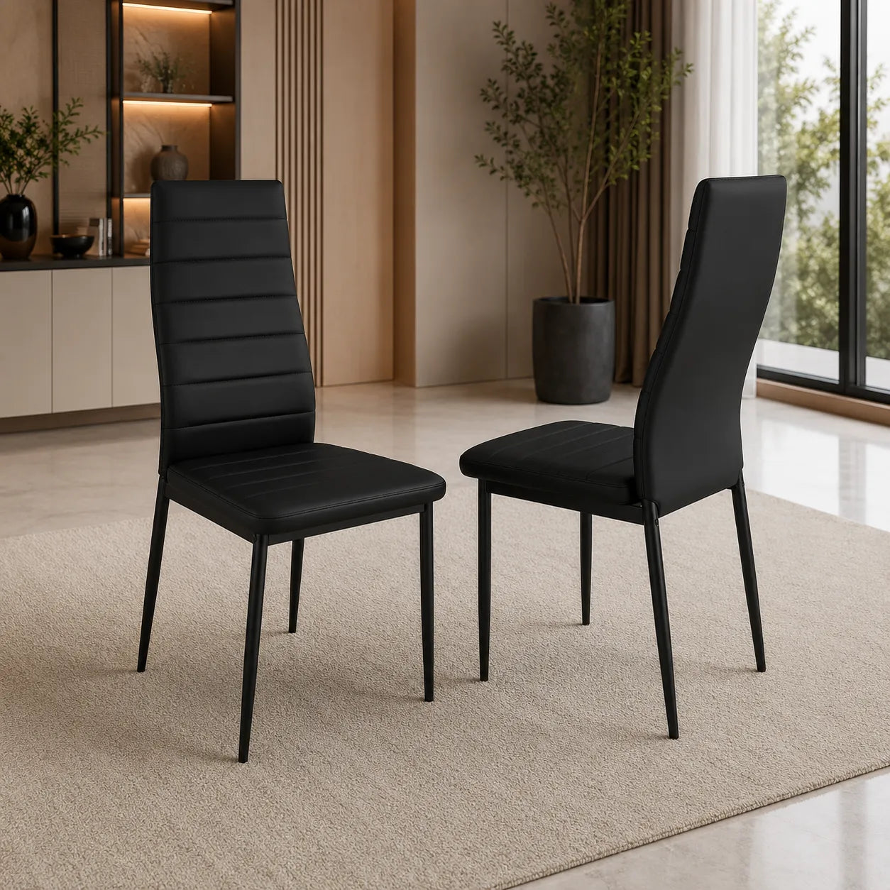 Table repas et chaises noires TAO