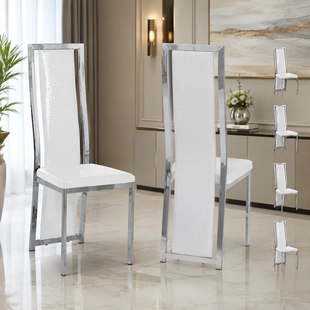 Table ronde et chaises chromes DESIGN