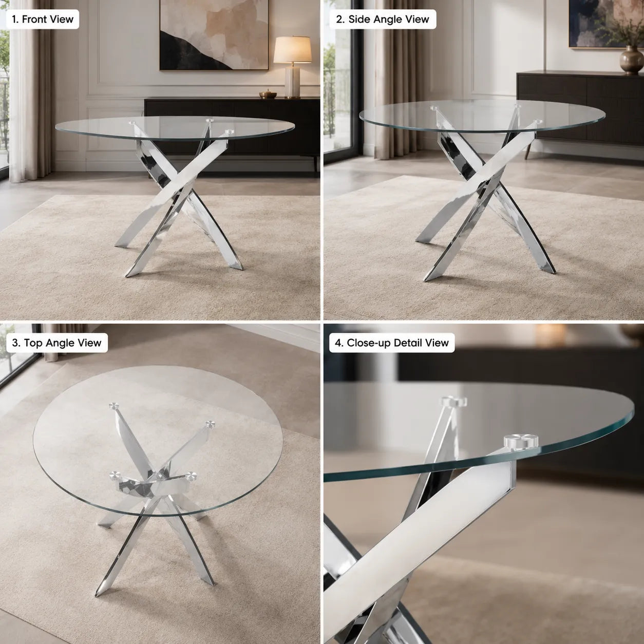 Table ronde et chaises chromes DESIGN