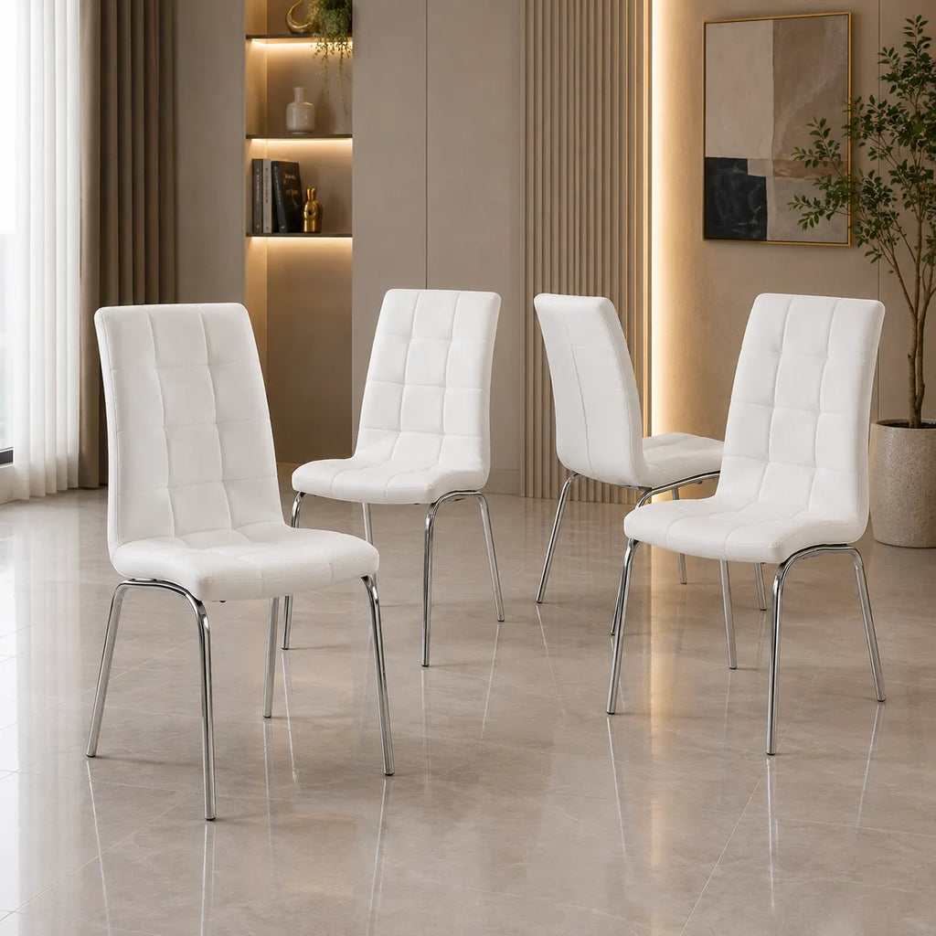 Table ronde et chaises marbre blanc DESIGN