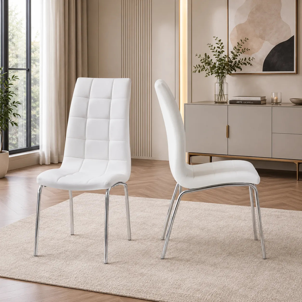 Table ronde et chaises marbre blanc DESIGN
