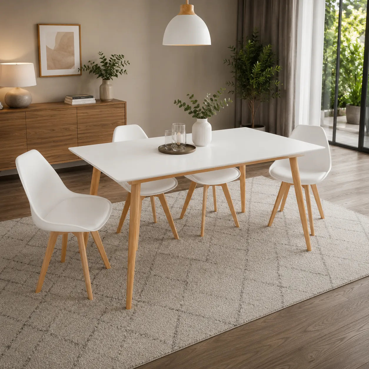 Table scandinave extensible blanche 8-10 personnes ASTRID