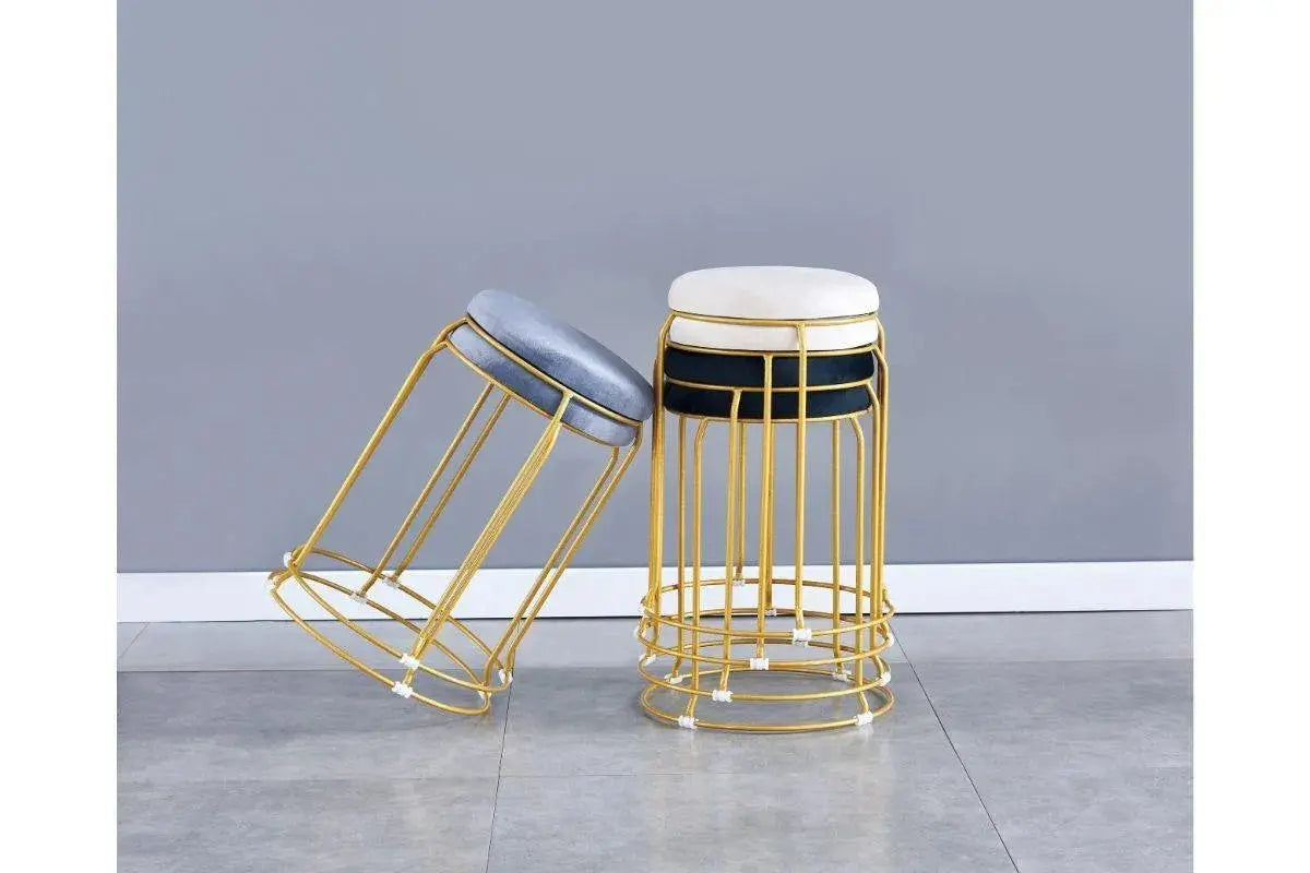 Tabouret velours  /dore Swedzo-Meuble