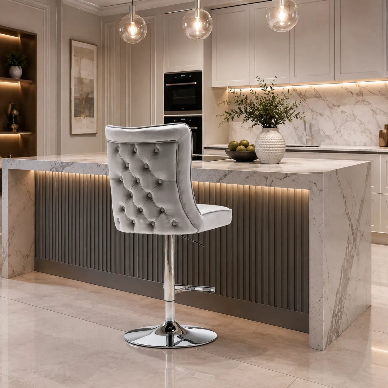 Tabouret de Bar Gabrielle Chrome Anthracite – 2 ou 4 Pièces