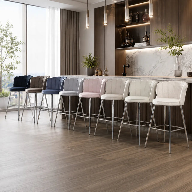 Tabouret de Bar Nymphea Velours Chrome
