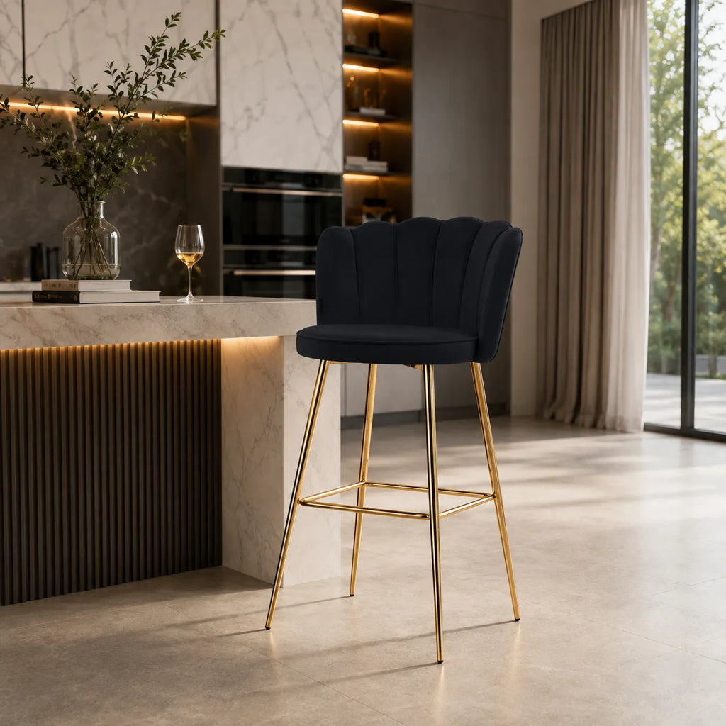 Tabouret de Bar Nymphea Velours Doré