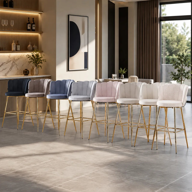 Tabouret de Bar Nymphea Velours Doré