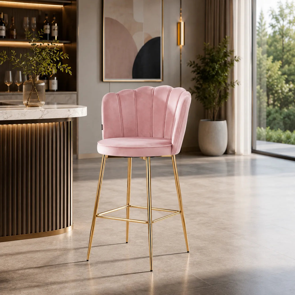 Tabouret de Bar Nymphea Velours Doré