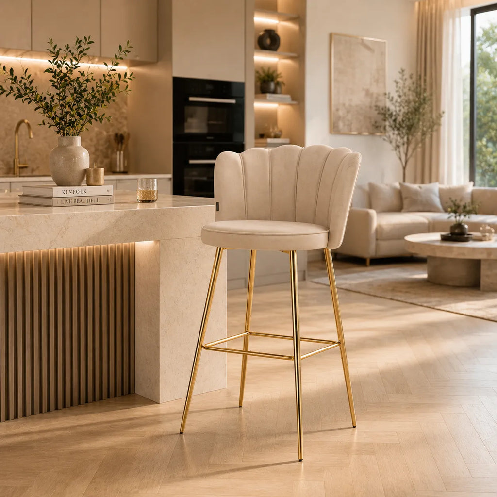 Tabouret de Bar Nymphea Velours Doré