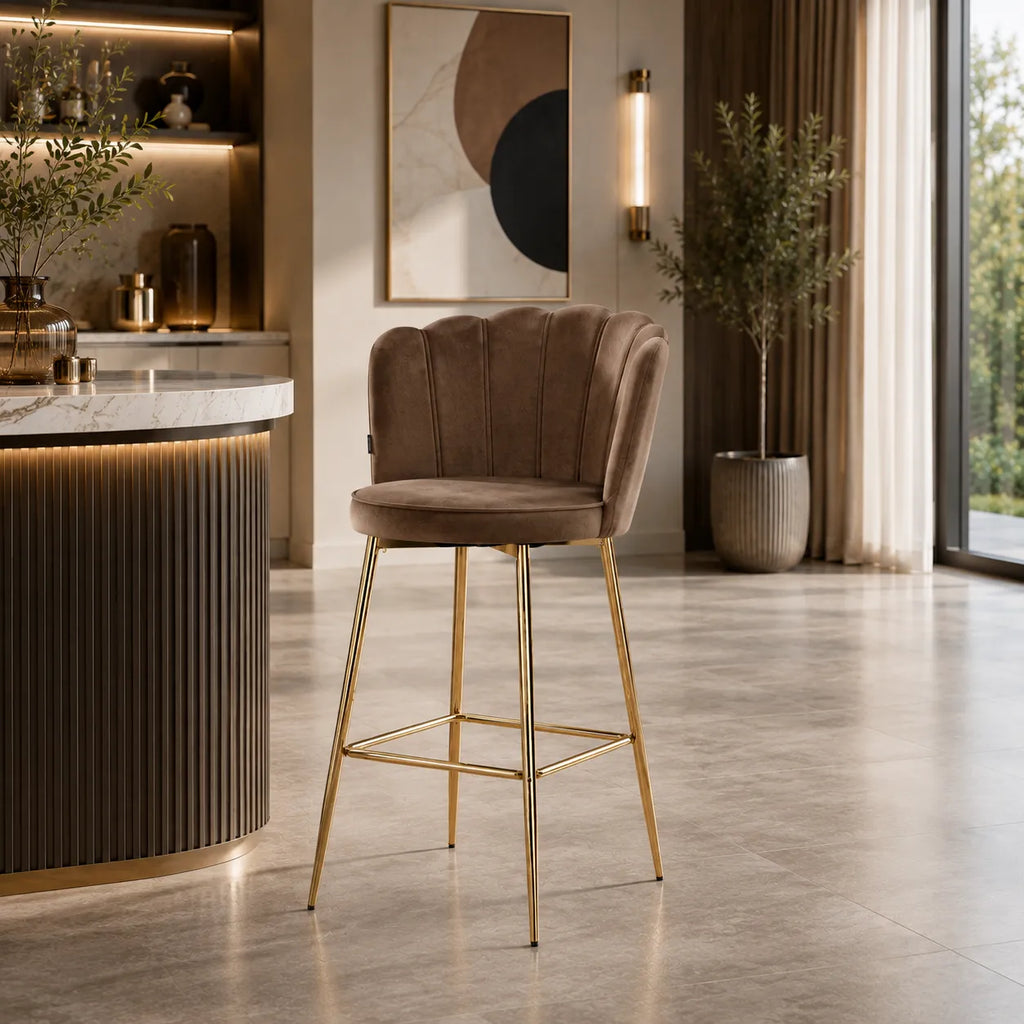 Tabouret de Bar Nymphea Velours Doré