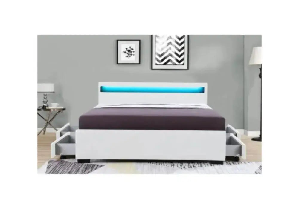 Tiroirs Lit Avec LED Blanc Swedzo-Meuble