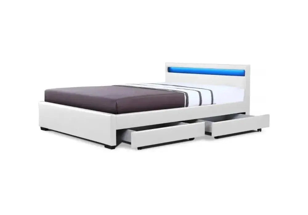 Tiroirs Lit Avec LED Blanc Swedzo-Meuble