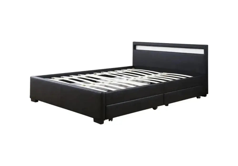 Tiroirs de rangement Lit avec LED Noir Swedzo-Meuble