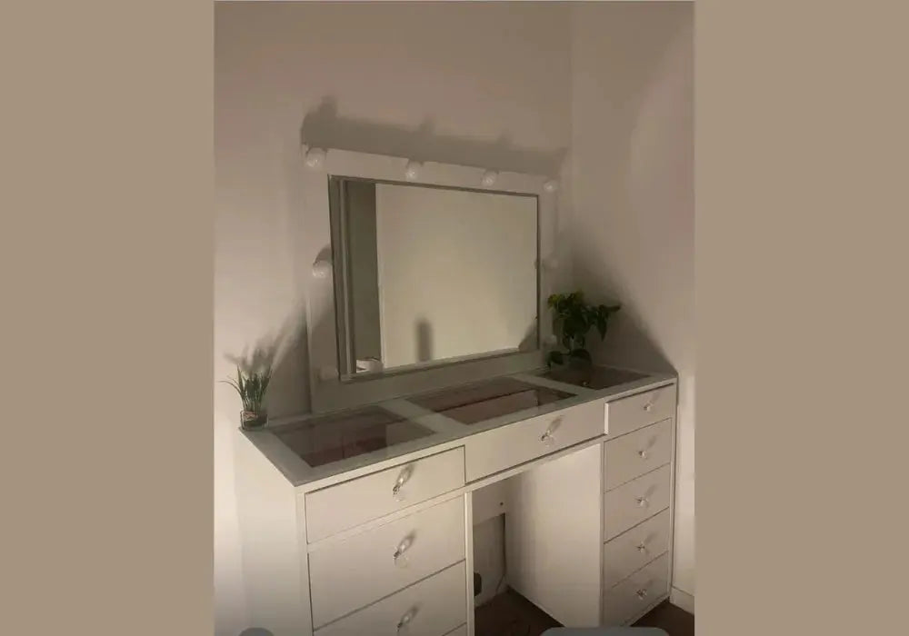 Grande Coiffeuse avec miroir à 11 tiroirs Swedzo-Meuble