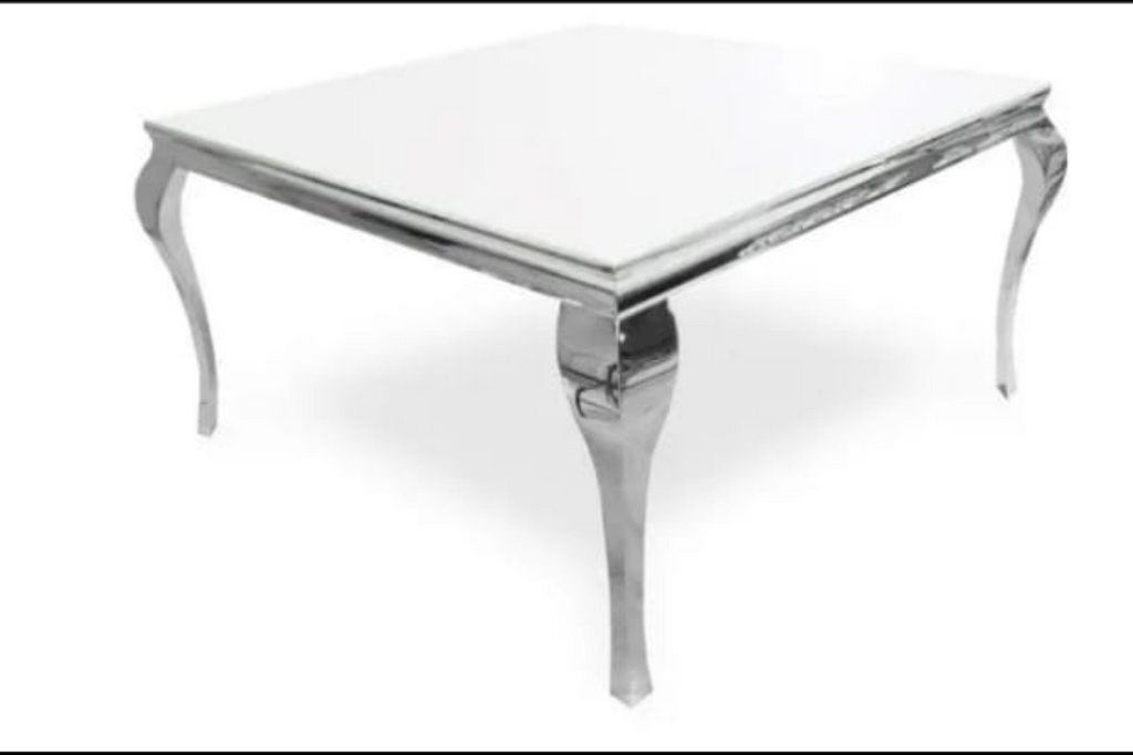 Table Repas Baroque Carree Chrome 140x140x75