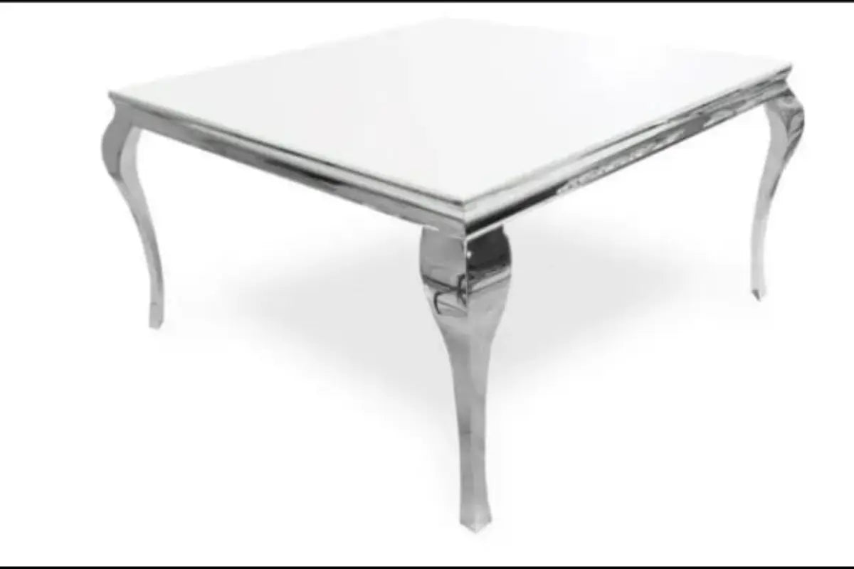 Table Repas Baroque Carree Chrome 140x140x75 Swedzo-Meuble