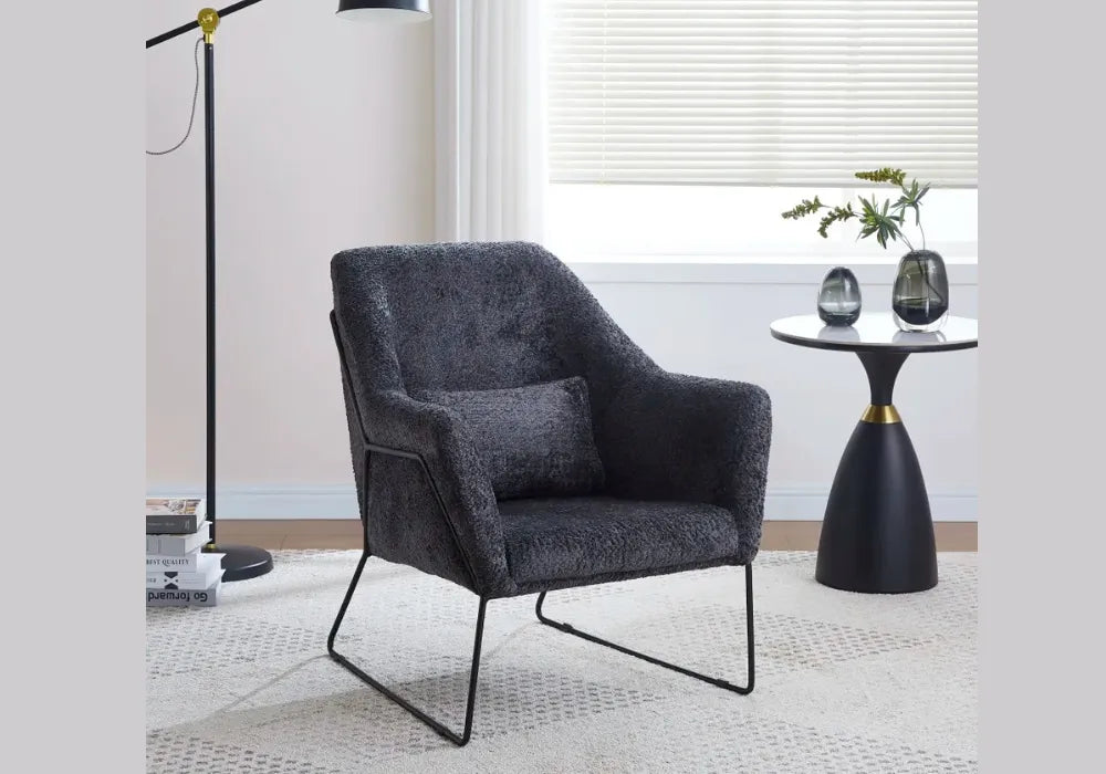 Fauteuil Baska Metal Noir Laine