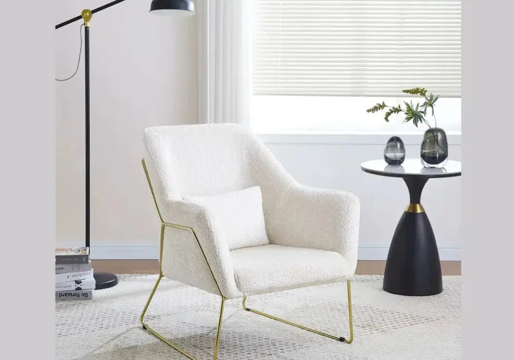 Fauteuil Baska Gold Laine Beige 2 pièces Swedzo-Meuble
