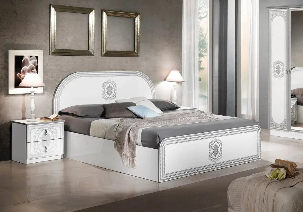Chambre complète Sofia avec sommier (Blanc) Swedzo-Meuble
