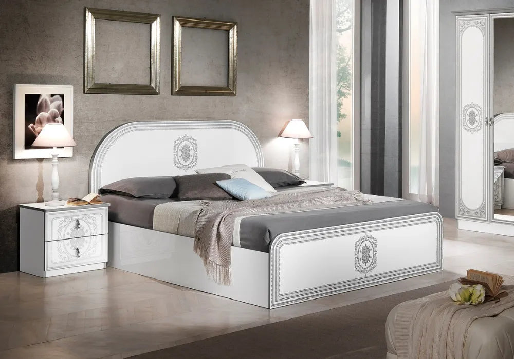 Chambre complète Sofia avec sommier (Blanc)