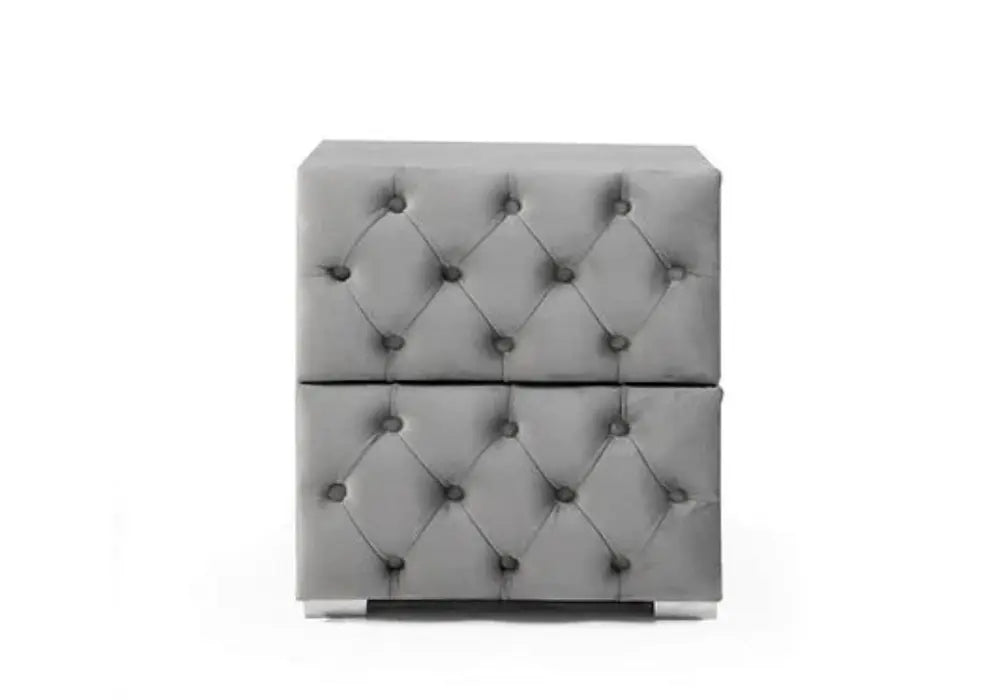 Chevet Capitonné Velours Gris Swedzo-Meuble