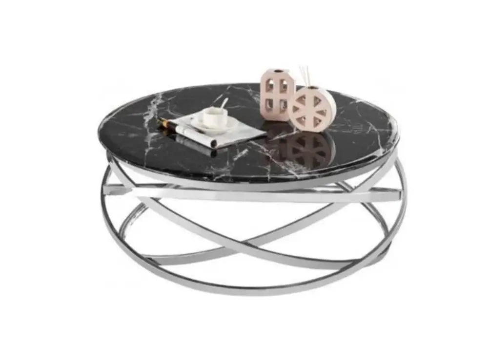 Table Basse Marbre Argent Swedzo-Meuble